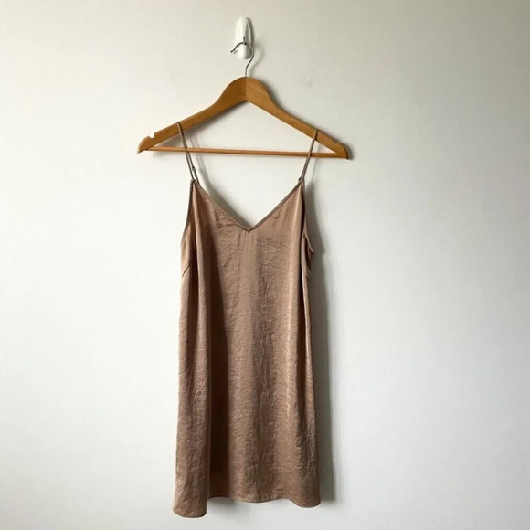 Aritzia Wilfred Only Slip Mini Dress Bronze Gold Tan Size XS - Picture 5 of 8